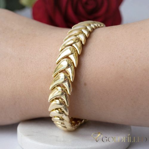 Antiallergene pozlačen zapestnica „Goldfilled“, dolžina 19cm in širina 10 mm, barva 14K