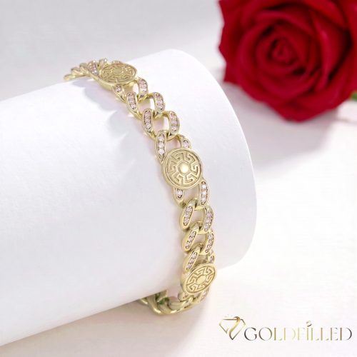 Antiallergene pozlačen zapestnica „Goldfilled“, dolžina 18cm in širina 9 mm, barva 14K