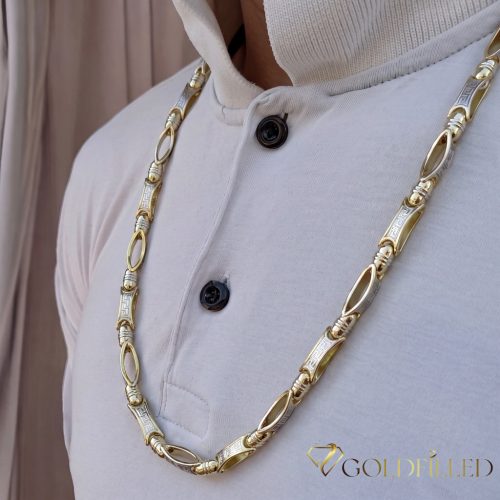 Goldfilled Antialergijski Luksuzni Barakka Ogrlica 70cm Dolga in 8-9mm Široka (100g !) Barva 14K Multikolor