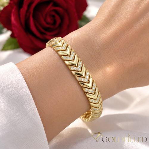 Antiallergene pozlačen zapestnica „Goldfilled“, dolžina 19cm in širina 9 mm, barva 14K
