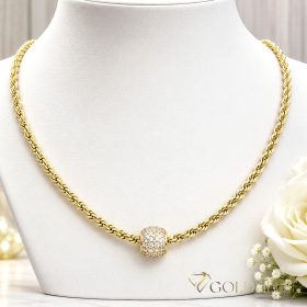   Antiallergijska Goldfilled ogrlica 45cm/3mm + obesek, barva 14K