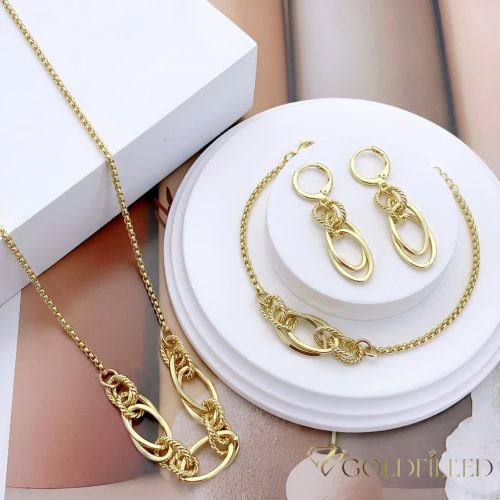 Antiallergene Goldfilled Ogrlica 45 cm/2-10mm + Zapestnica 17-20 cm + Uhani, barva 14K