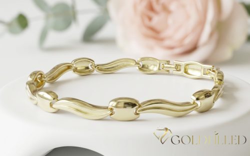 Antiallergene pozlačen zapestnica „Goldfilled“, dolžina 19cm in širina 7 mm, barva 14K