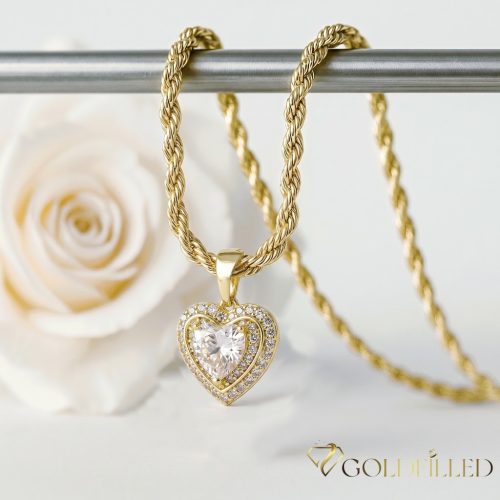 Antiallergijska Goldfilled ogrlica 45cm/3mm + obesek, barva 14K