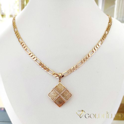 Antiallergijska Goldfilled ogrlica 50cm/4mm + obesek, barva 18K