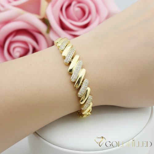Antiallergene pozlačen zapestnica „Goldfilled“, dolžina 19cm in širina 10 mm, barva 14K