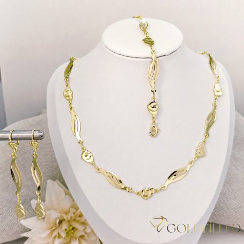 Antiallergene Goldfilled Ogrlica 45 cm/6-8mm + Zapestnica 19cm + Uhani, barva 14K