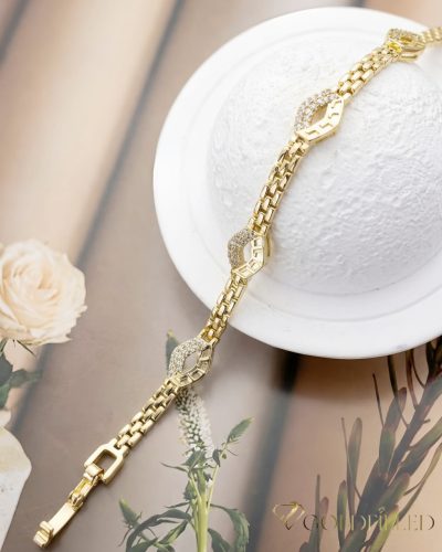 Antiallergene pozlačen zapestnica „Goldfilled“, dolžina 17 cm in širina 4-8 mm, barva 14K