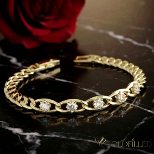 Antiallergene pozlačen zapestnica „Goldfilled“, dolžina 19cm in širina 7 mm, barva 14K
