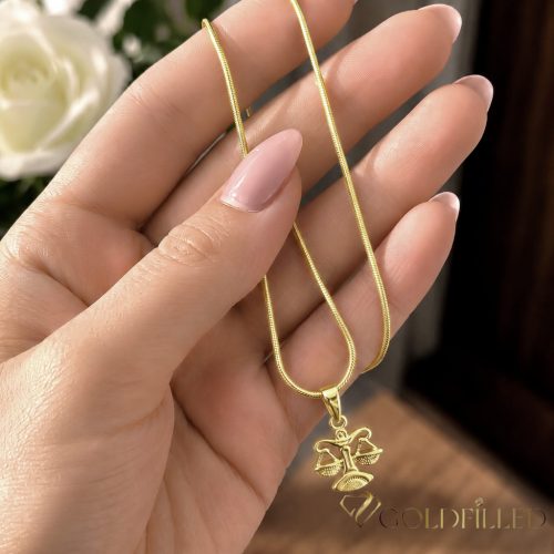 Antialergijska ogrlica Goldfilled 45cm / 1mm + obesek tehtnica 14K barva