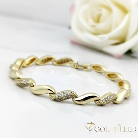   Antiallergene pozlačen zapestnica „Goldfilled“, dolžina 19 cm in širina 5 mm, barva 14K