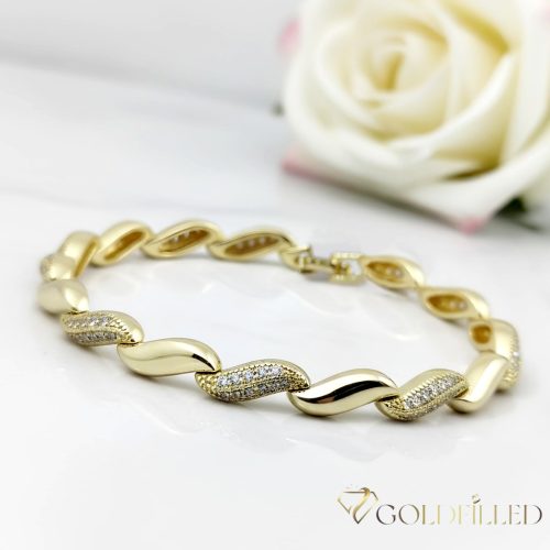 Antiallergene pozlačen zapestnica „Goldfilled“, dolžina 19 cm in širina 5 mm, barva 14K