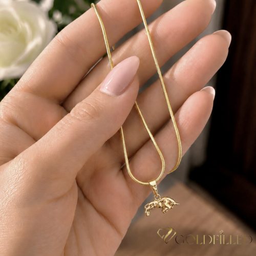 Antialergijska ogrlica Goldfilled 45cm / 1mm + obesek bik 14K barva