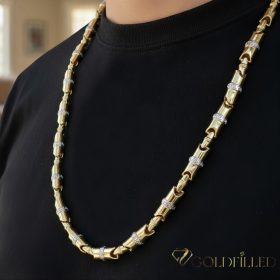   Goldfilled Antialergijski Luksuzni Barakka Ogrlica 70cm Dolga in 8-9mm Široka (100g !) Barva 14K Multikolor