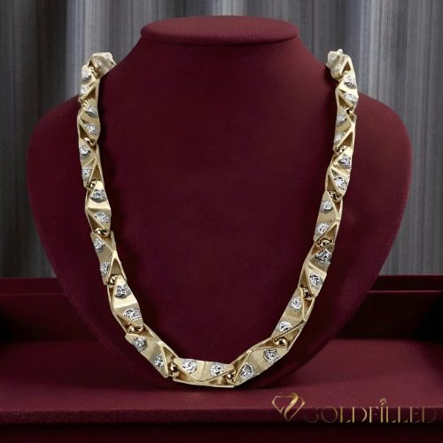 Goldfilled Antialergijski Luksuzni Barakka Ogrlica 70cm Dolga in 11mm Široka (170g !) Barva 14K Multikolor