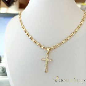   Antiallergijska Goldfilled ogrlica 50cm/3mm + obesek, barva 14K