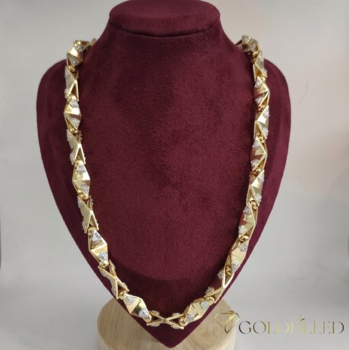 Goldfilled Antialergijski Luksuzni Barakka Ogrlica 70cm Dolga in 11mm Široka (145g !) Barva 14K Multikolor