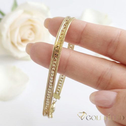 Antiallergene pozlačen zapestnica „Goldfilled“, dolžina 17 cm in širina 4,5 mm, barva 14K