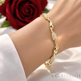  Antiallergene pozlačen zapestnica „Goldfilled“, dolžina 17cm in širina 7 mm, barva 14K
