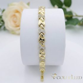   Antiallergene pozlačen zapestnica „Goldfilled“, dolžina 19 cm in širina 8 mm, barva 14K