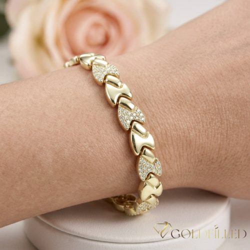 Antiallergene pozlačen zapestnica „Goldfilled“, dolžina 19 cm in širina 8 mm, barva 14K