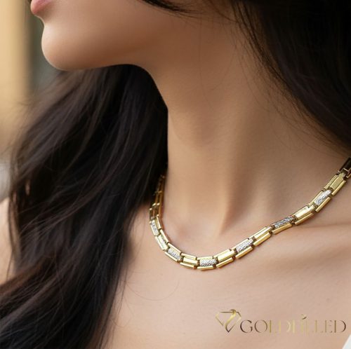 Ekskluzivna antiallergene pozlačena ogrlica „Goldfilled“,  več velikostih debelina 7 mm, barva 14K Multicolor 