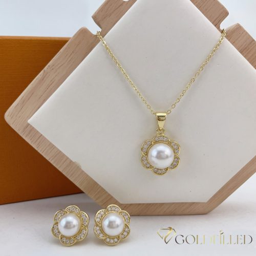 Antiallergene Goldfilled ogrlica 45 cm/1 mm + obesek + uhani  Barva 14K