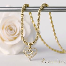   Antiallergijska Goldfilled ogrlica 55cm/3mm + obesek, barva 14K