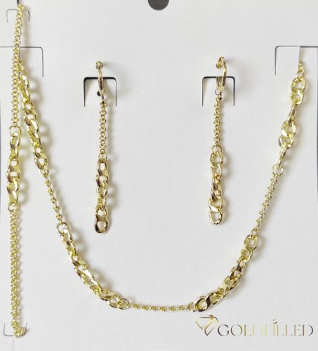 Antiallergene Goldfilled Ogrlica 45 cm/2-6mm + Zapestnica 17cm + Uhani, barva 14K