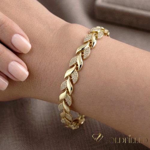 Antiallergene pozlačen zapestnica „Goldfilled“, dolžina 17 cm in širina 8 mm, barva 14K