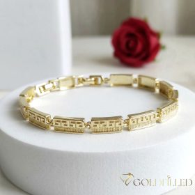   Antiallergene pozlačen zapestnica „Goldfilled“, dolžina 19 cm in širina 6 mm, barva 14K